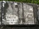 Peter Thomas SMITH d: 1 Sep 1973 aged 70  Thelma Joyce SMITH d: 28 Jun 1983 aged 59  Yandina Cemetery  