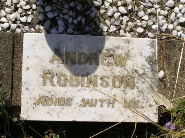 Andrew ROBINSON;  | Yangan Anglican Cemetery, Warwick Shire  | 