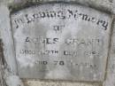 Agnes GRANT, died 27 Dec 1895 aged 78 years; Yangan Presbyterian Cemetery, Warwick Shire 