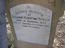 Johanne Kirstine HANSEN, born Denmark 1847, died Yangan 17 April 1921 aged 74 years; Yangan Presbyterian Cemetery, Warwick Shire 