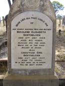 Nekolene Elizabeth BERTHELSEN, wife mother, died 10 July 1904 aged 43 years; Christian Emil BERTHELSEN, died 24 July 1929 aged 72 years; Yangan Presbyterian Cemetery, Warwick Shire 