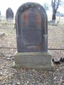 
Christina SIEBENHAUSEN,
died 4 Sept 1907 aged 69 years;
Yangan Presbyterian Cemetery, Warwick Shire
