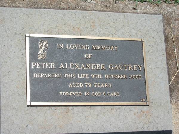 Peter Alexander GAUTREY,  | died 9 Oct 2002 age 79 years;  | Yarraman cemetery, Toowoomba Regional Council  | 