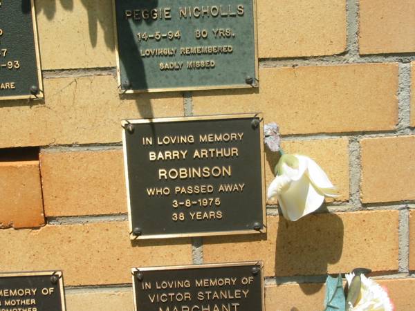Barry Arthur ROBINSON,  | died 3-8-1975 aged 38 years;  | Yarraman cemetery, Toowoomba Regional Council  | 