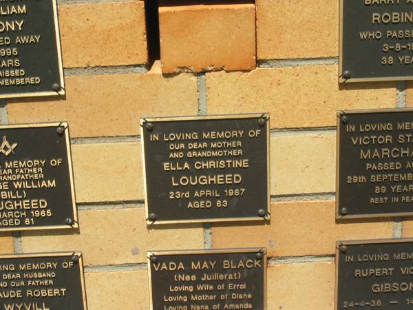 Ellan Christine LOUGHEED,  | mother grandmother,  | died 23 APril 1967 aged 63 years;  | Yarraman cemetery, Toowoomba Regional Council  | 