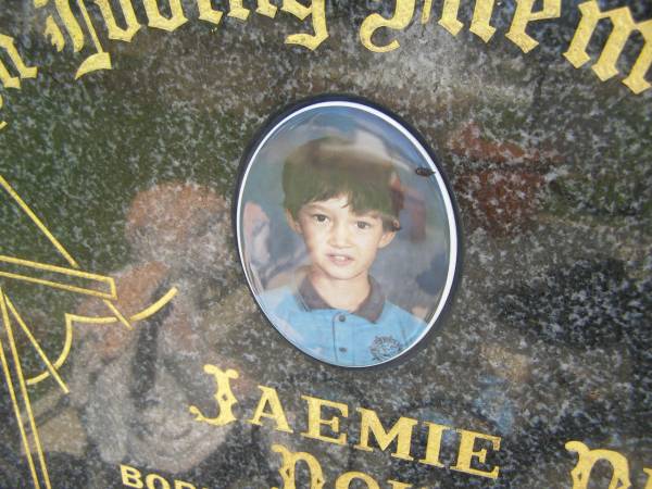 Jaemie Dean DOUGLASS,  | born 16-6-1991,  | died 28-8-2000 aged 9 years,  | son brother grandson great-grandson;  | Yarraman cemetery, Toowoomba Regional Council  | 