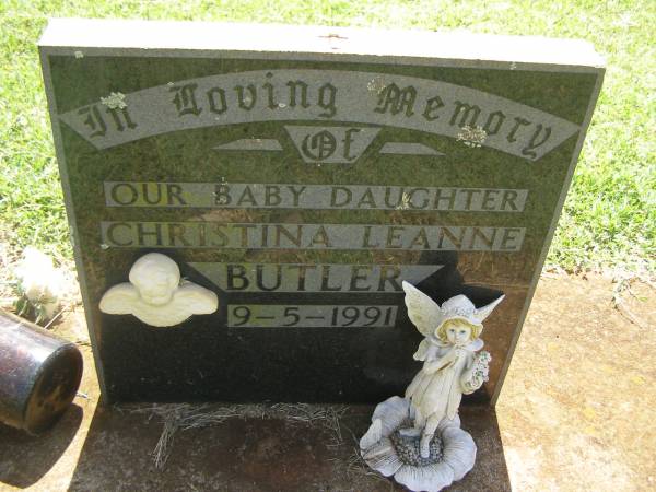 Christina Leanne BUTLER,  | baby daughter,  | died 9-5-1991;  | Yarraman cemetery, Toowoomba Regional Council  | 