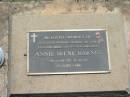 
Annie Irene BARNES,
mother mother-in-law grandmother great-grandmother,
30-6-14 - 11-11-94;
Yarraman cemetery, Toowoomba Regional Council
