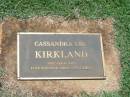 
Cassandra Lee KIRKLAND,
died 21 April 1989,
loved by Suzanne, Brian & family;
Yarraman cemetery, Toowoomba Regional Council
