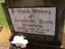 
Jacqueline Ellen STIMPSON,
died 19-2-86 aged 27 years;
Yarraman cemetery, Toowoomba Regional Council
