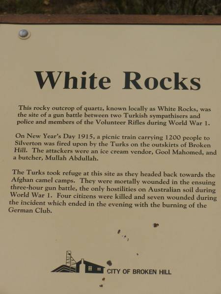 White Rocks reserve,  | Broken Hill,  | New South Wales  | 