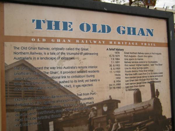 The Old Ghan Railway,  | Quorn,  | South Australia  | 