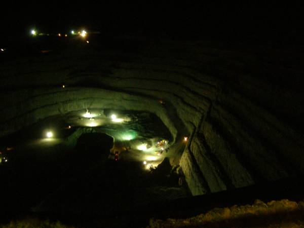 The Super Pit at night,  | the lights are from the trucks etc,  | it is 24x7 operation,  | Kalgoorie, Western Australia  | 