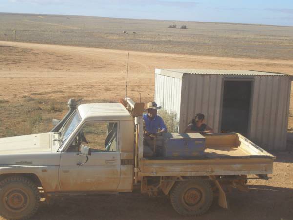 Ute on the Nullarbor Plain (Western Australia),  | taken from the Indian Pacific  | 