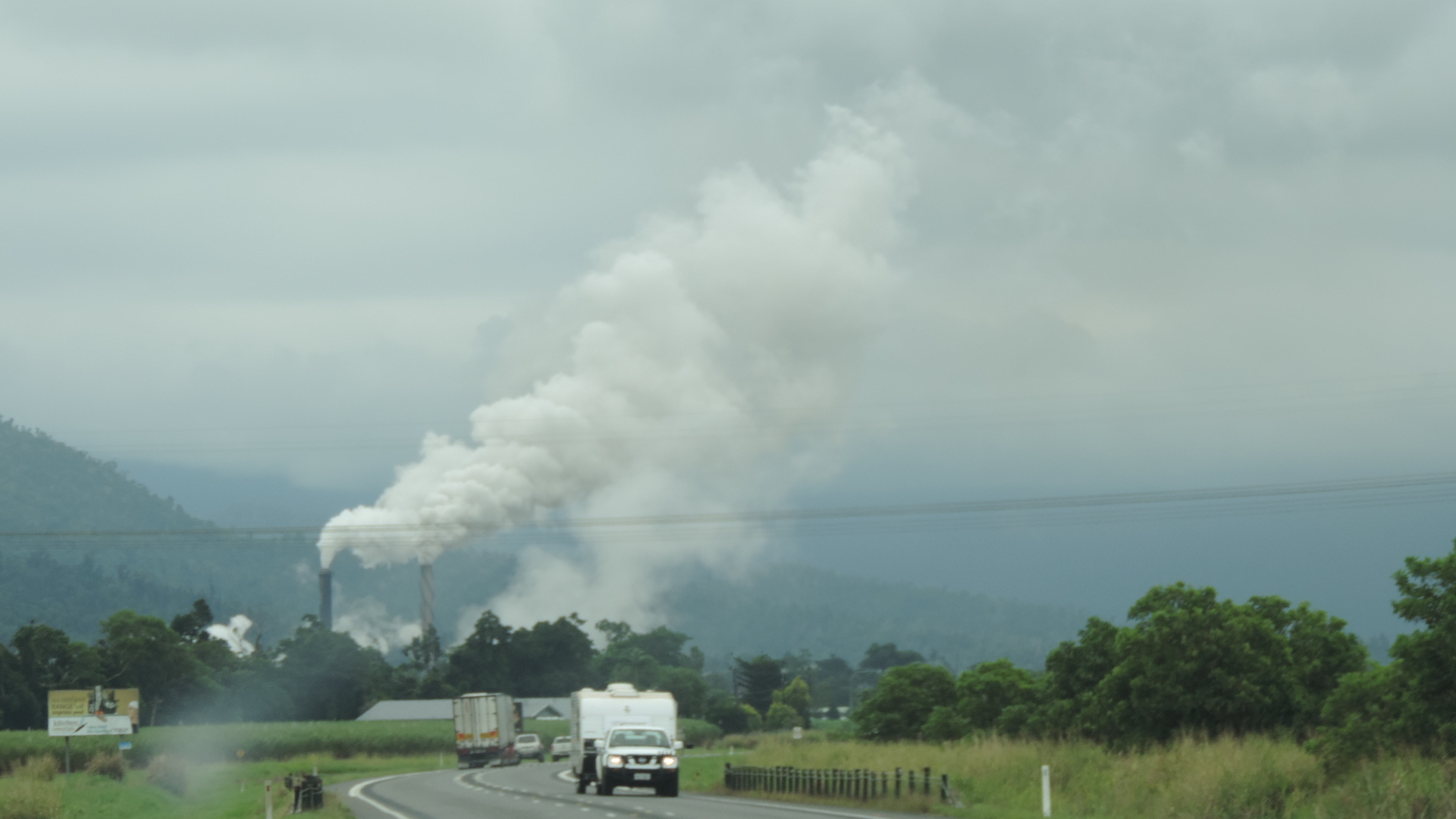 Tully mill operating and low clouds